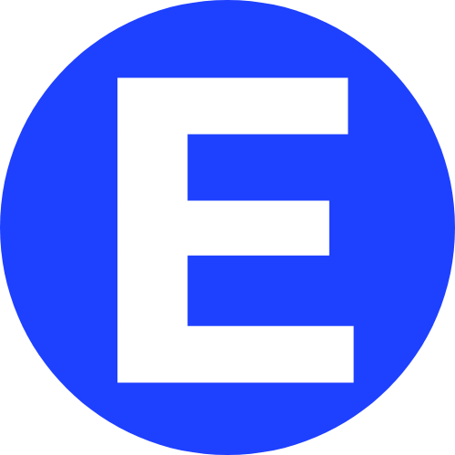 Elnavet favicon – vit E på blå bakgrund